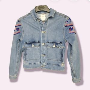 LuLaRoe Women’s Jean Jacket Embroidered Southwest Aztec Size Small